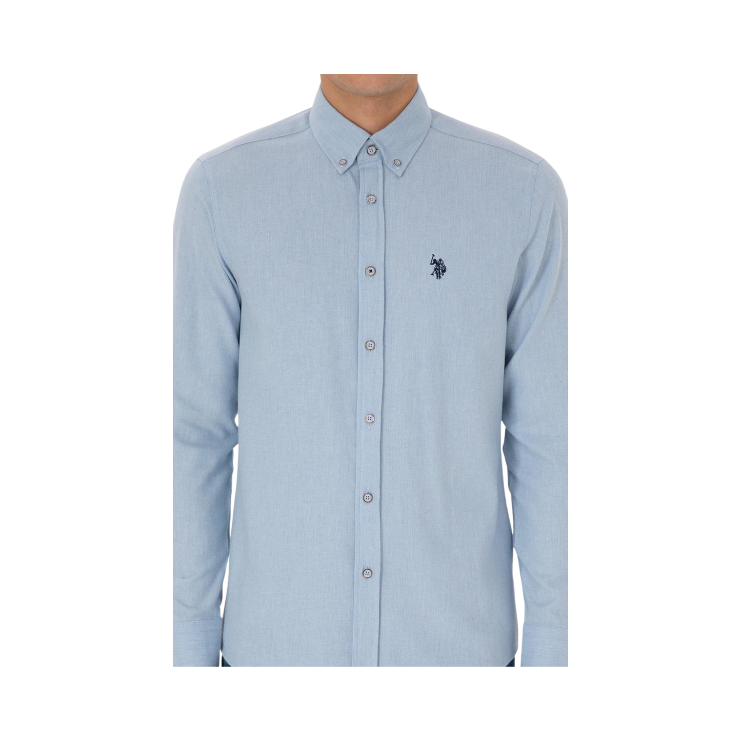Light Blue Long-Sleeve Basic Shirt