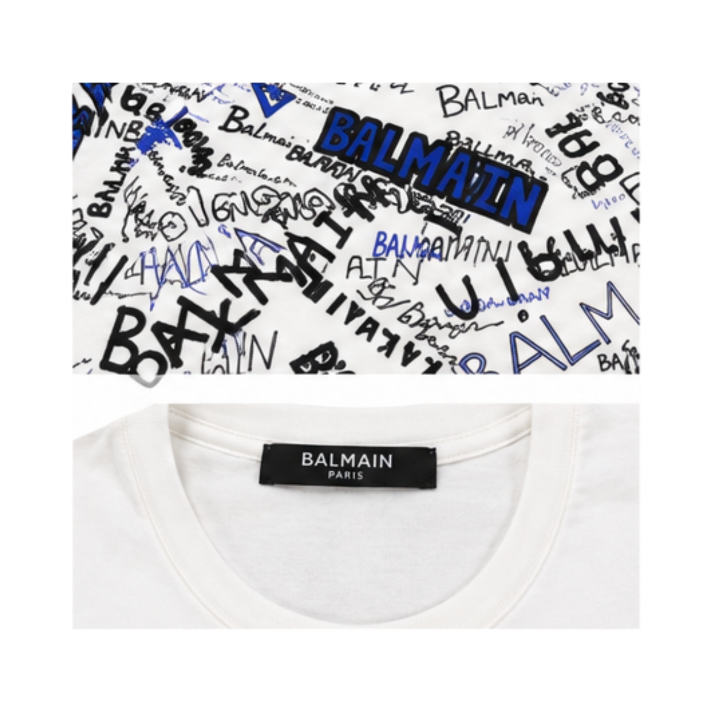 White T-Shirt with Logos All Over