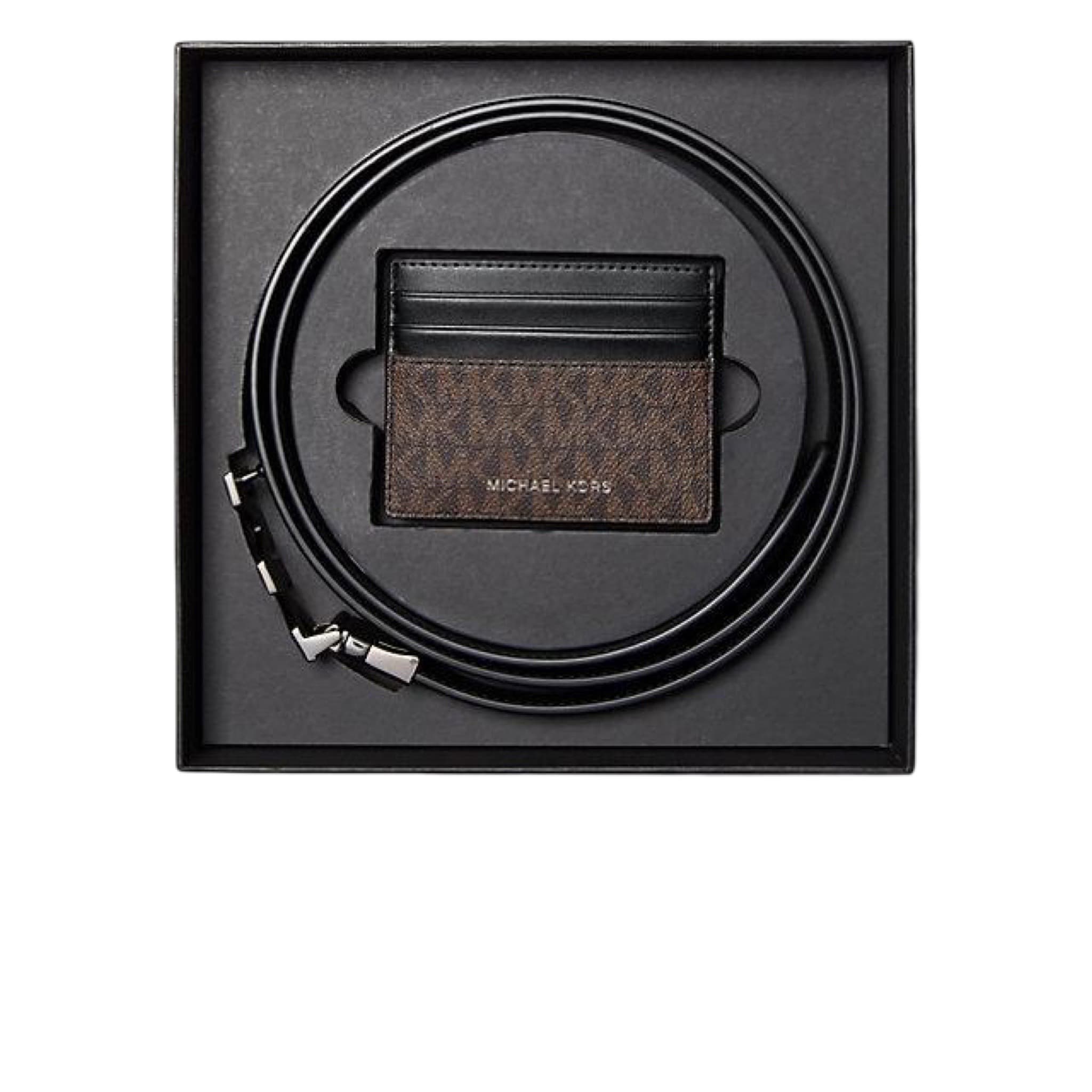 Signature Logo Card Case and Belt Gift Set