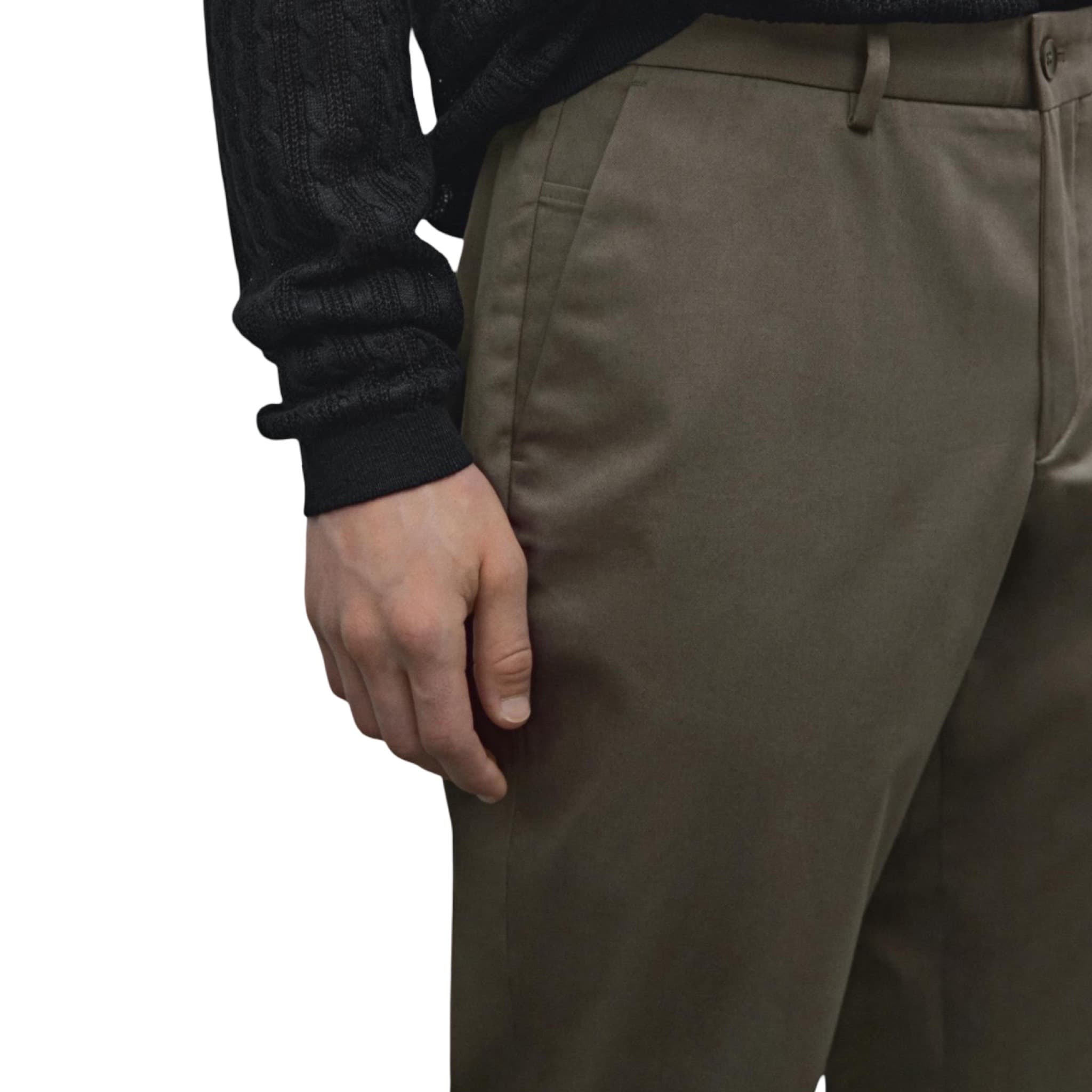 Cotton Blend Slim Fit Trousers