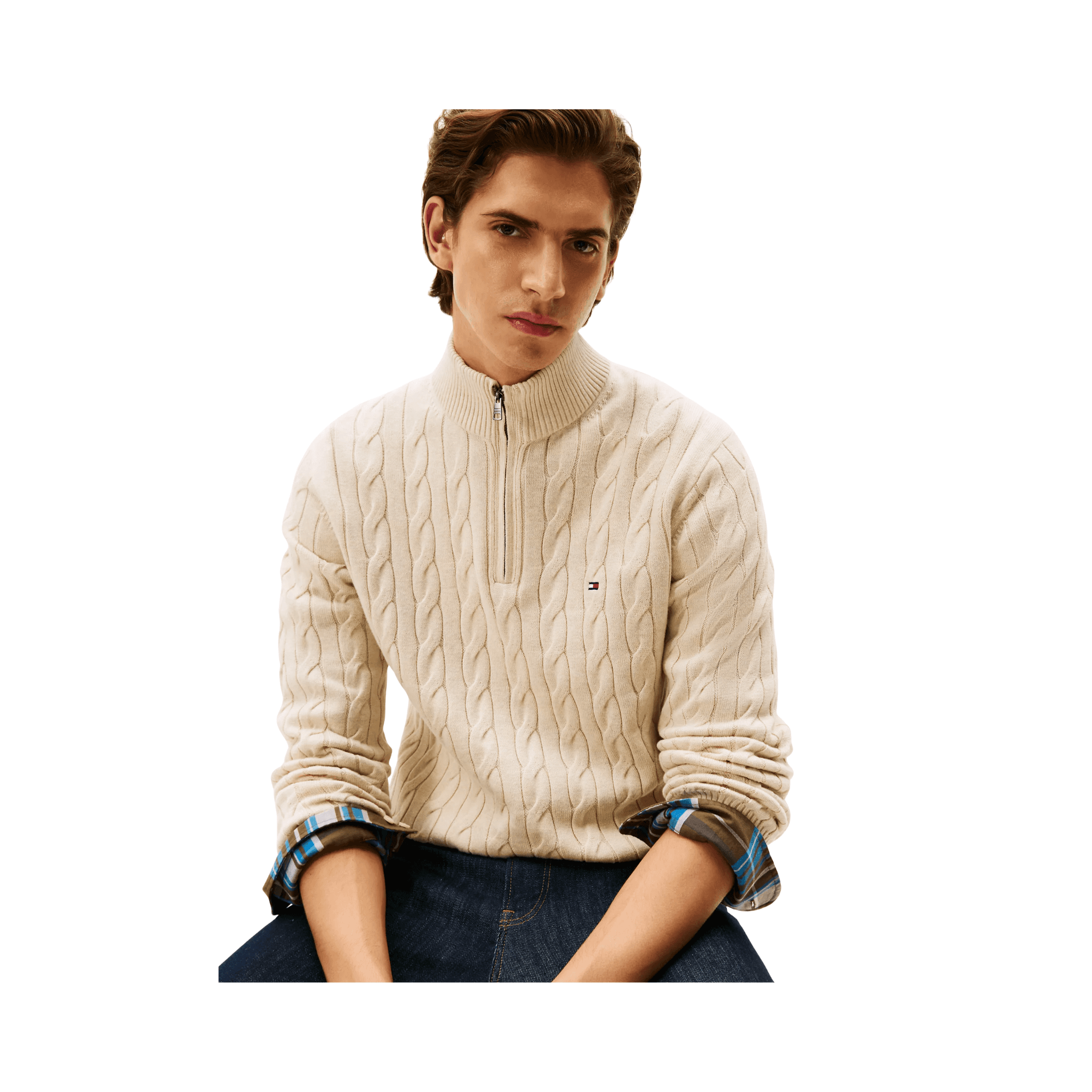 Cable Knit Quarter-Zip Sweater