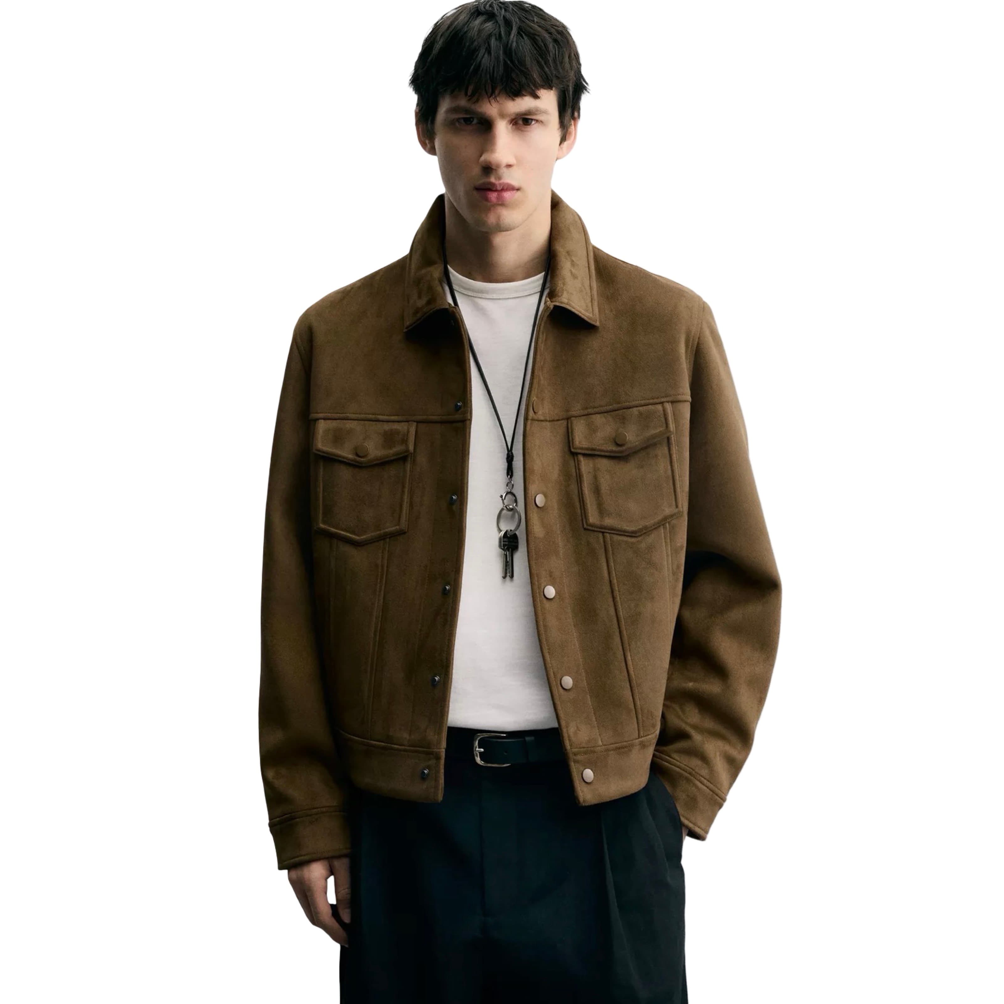 Faux Suede Regular Fit Jacket