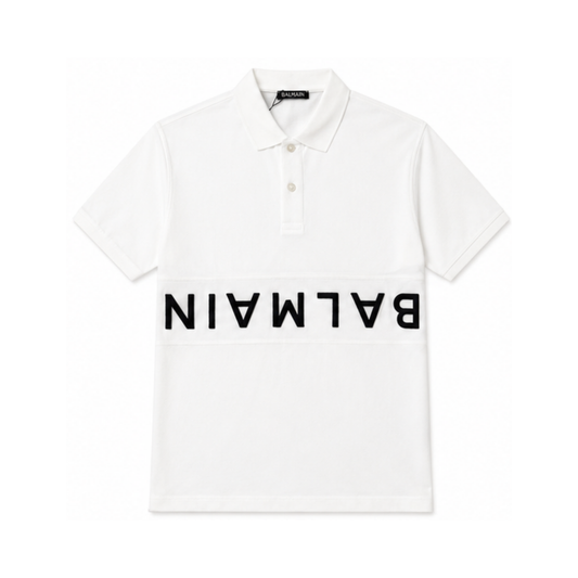White Polo with Reverse Logo