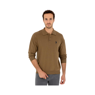 Men's Khaki Basic Sweater Polo
