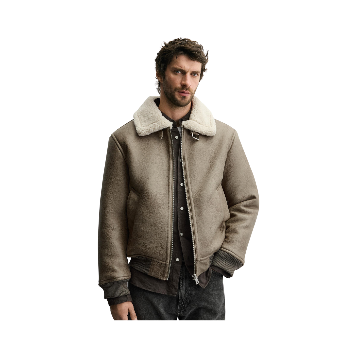 Double Faced Leather Effect Jacket