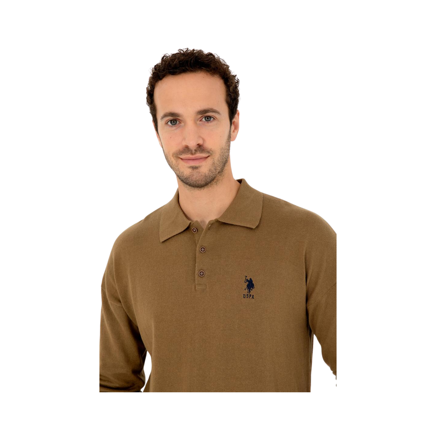 Men's Khaki Basic Sweater Polo
