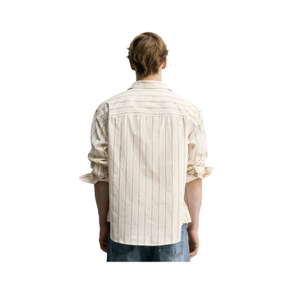 Floral Embroidered Striped Shirt