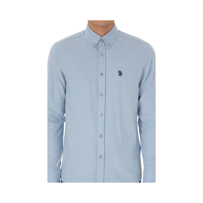 Light Blue Long-Sleeve Basic Shirt
