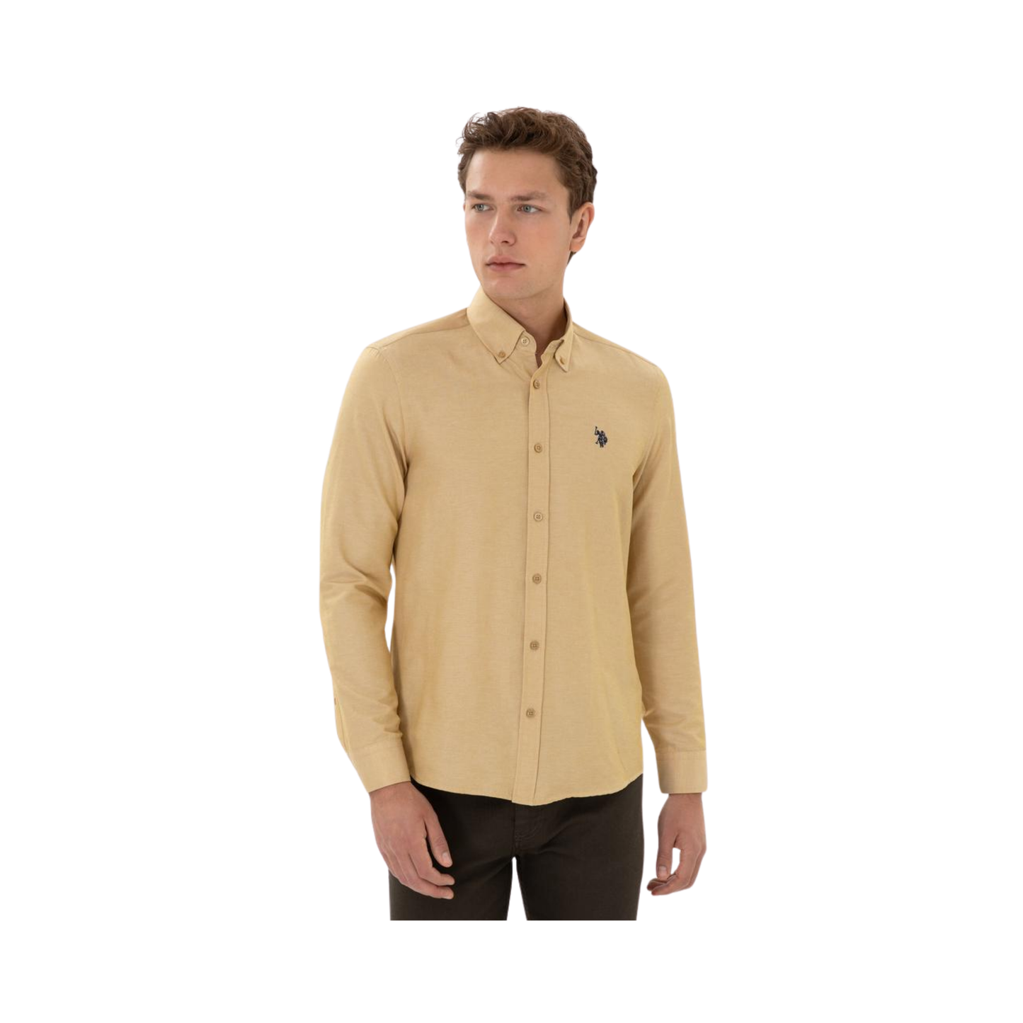 Men's Mustard Long-Sleeve Basic Shirt