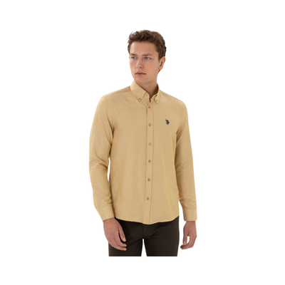 Men's Mustard Long-Sleeve Basic Shirt
