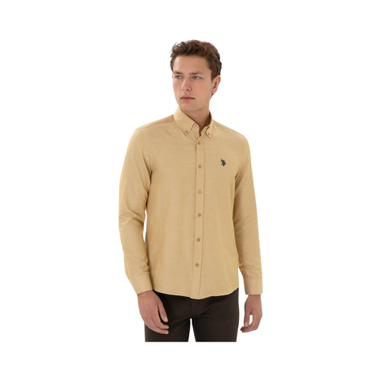 Men's Mustard Long-Sleeve Basic Shirt