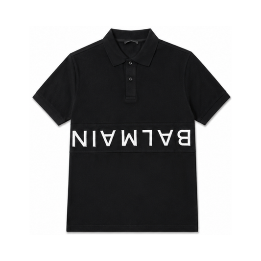 Black Polo with Reverse Logo