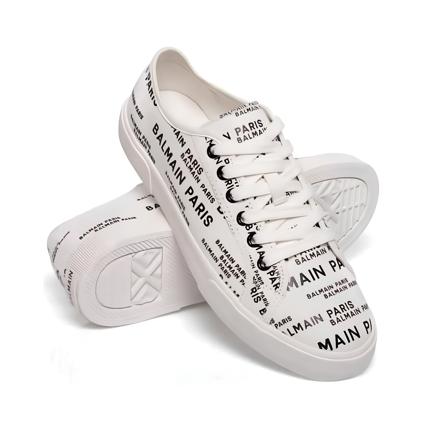 White Sneakers with Logo Print