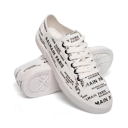 White Sneakers with Logo Print