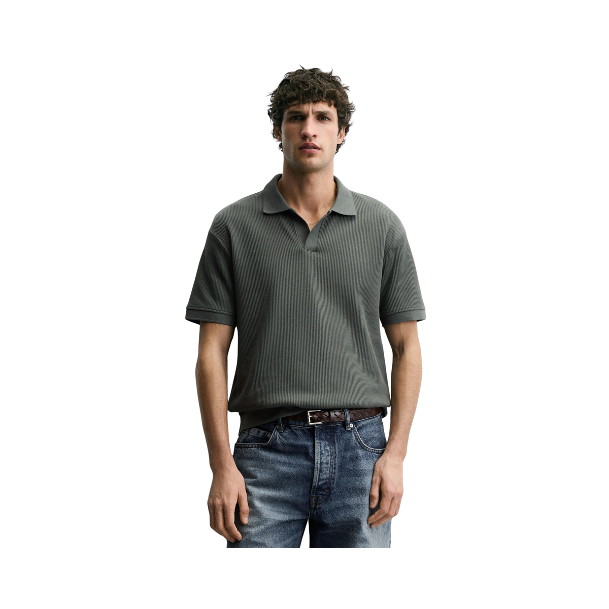 Vertical Textured Polo Shirt