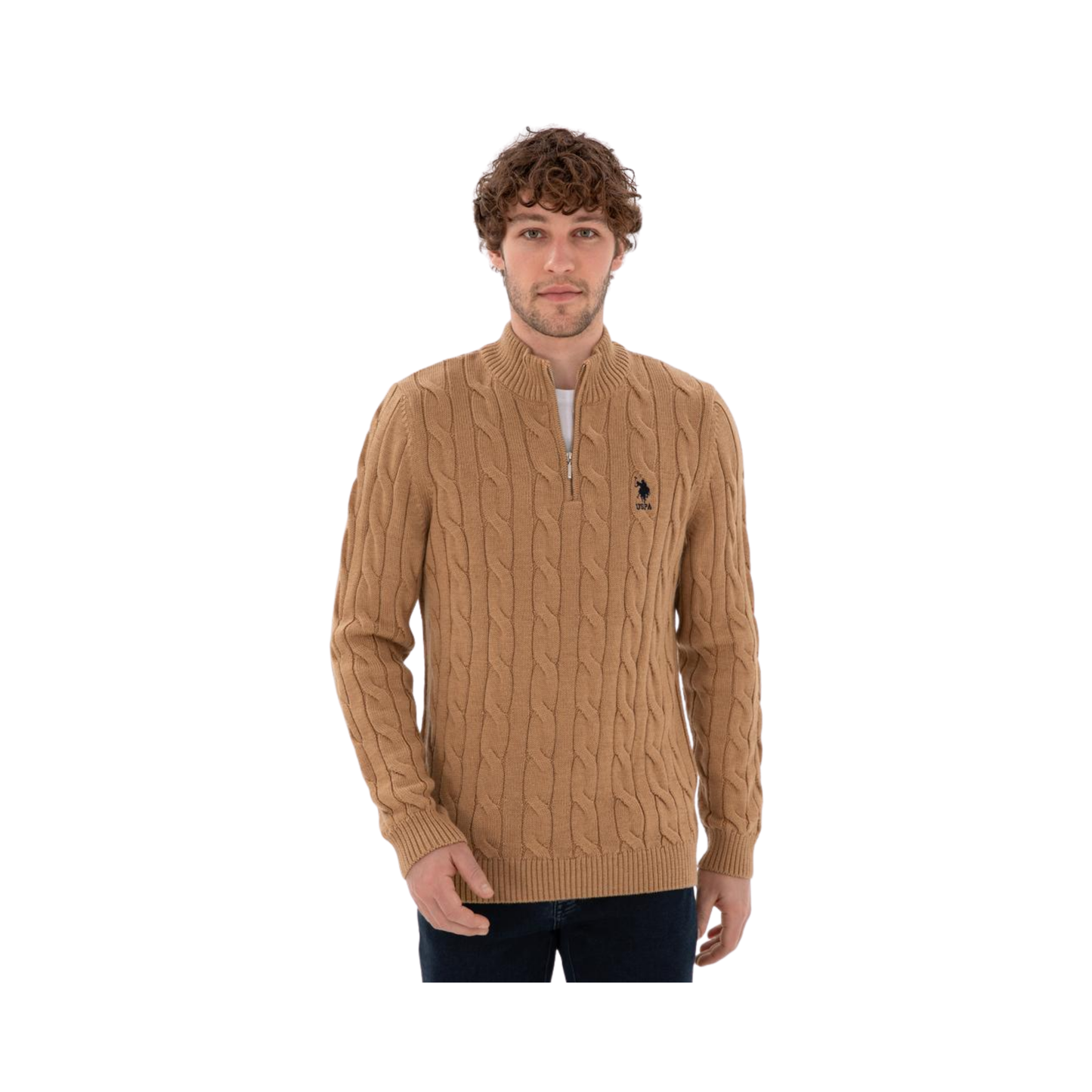 Half-Zip Cable Knit Sweater