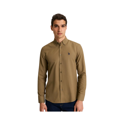 Slim Fit Long-Sleeve Basic Shirt