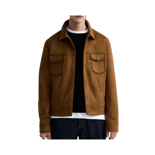 Faux Suede Pockets Jacket
