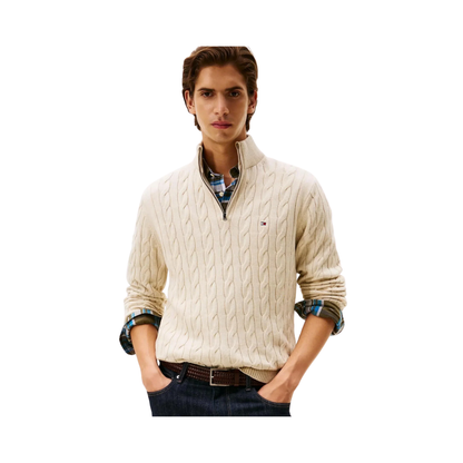 Cable Knit Quarter-Zip Sweater