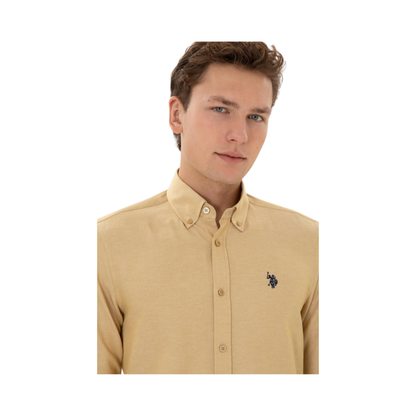 Men's Mustard Long-Sleeve Basic Shirt