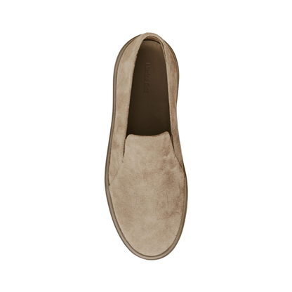 Split Leather Loafers with Elastic Detail