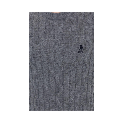 Grey Melange Cable-Knit Sweater