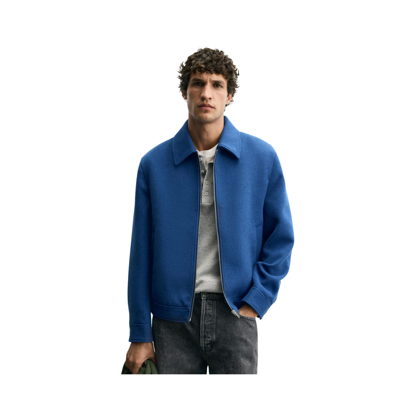 Zip Up Wool Effect Jacket