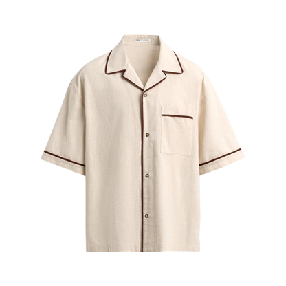 Relaxed Fit Shirt with Contrast Piping
